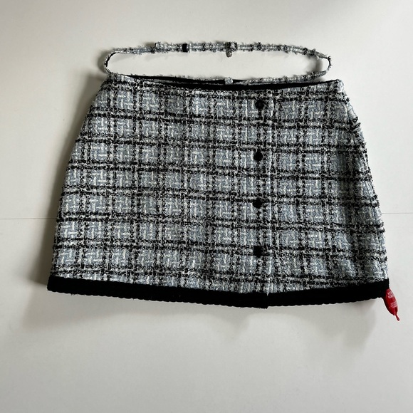Maje Black & White Tweed Mini Skirt